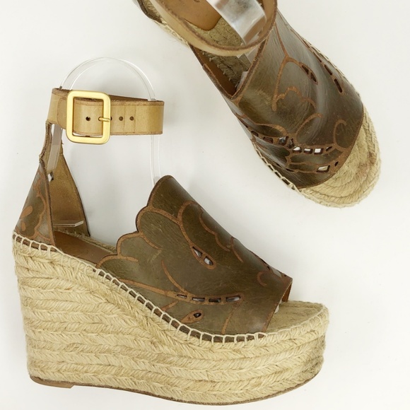 Chloe Shoes - Chloe Ankle Wrap Platform Espadrille Wedge Sandals
